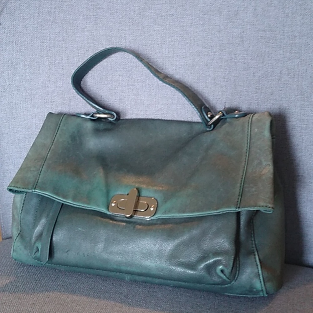 Tarnish Teal Green Leather Satchel